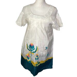 Mag Couture Women’s Short Sleeve Sundress White Pleated Dress Size Medium